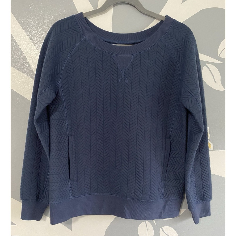 PRANA Silverspring Blue Pullover Sweater Women's Size Small Herringbone Pattern